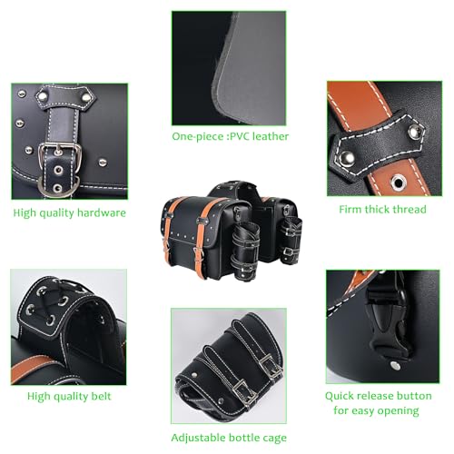 KZNI Alforjes de motocicleta | Bolsas para selim | Bolsas laterais de couro sintético de PVC com sup