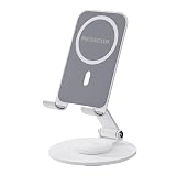 megacom Adjustable Phone Stand, 360° Rotatable, Foldable, Magnetic Holder (White)