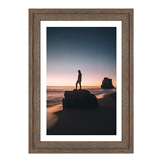 Golden State Art, 13x19 Picture Frame - Displays 11x17 Photo with Mat or 13x19 Without Mat, Wide Moulding Solid Wood Frame for Wall Display, Distressed Brown