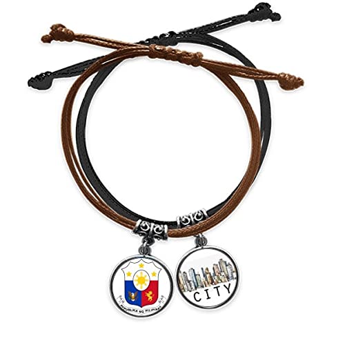 Bracelet cordon emblème des Philippines en cuir tressé pour vos voyages et votre quotidien