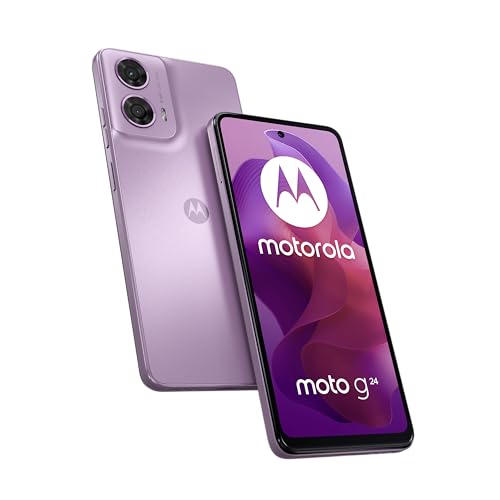 Motorola g24, 8/128, Pantalla HD+ 6,56' y 90 Hz, Sistema de cámara de 50 MP con Macro Vision, Dolby Atmos, Android 13, 5000 mAh con TurboPower 15, Octa-Core, Dual SIM, Incluye Funda, Rosa