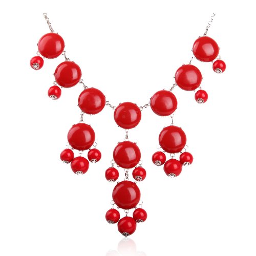 Fashion Red Bubble Necklace Gold Tone Bib Collar Necklace for Women