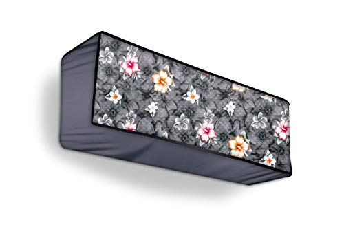 Image of Polyester Split Ac Cover Indoor Unit For 1.5 Ton Capacity Ac, All Weather Cover /Attractive Digital Prints /Dustproof /Water Resistant Ac Cover (Grey Floral)