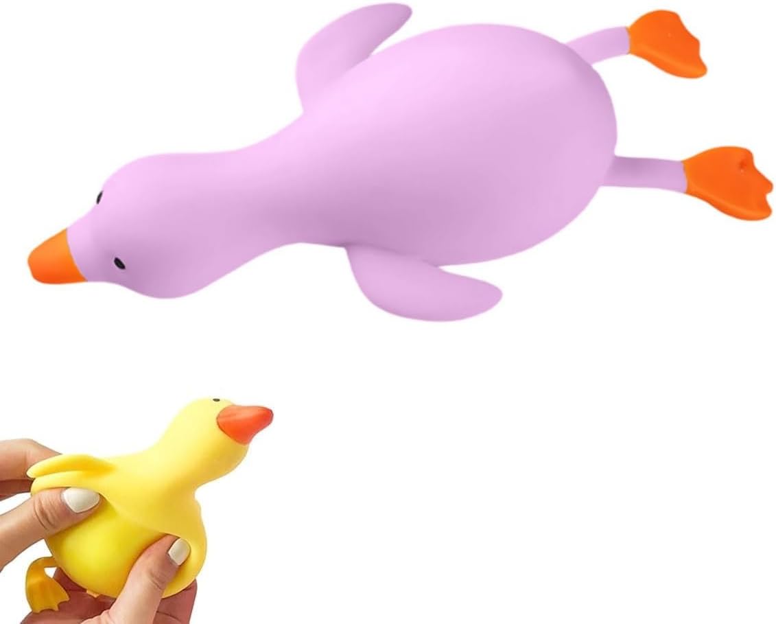 Stretchy Stress Relief Balls Duck Squeeze Ball Squishy Fidget Toys for Kids and Adults | Anxiety Relief Animal Dough Balls for Boys, Girls | Squishy Stress Balls Squish Toys (Purple)