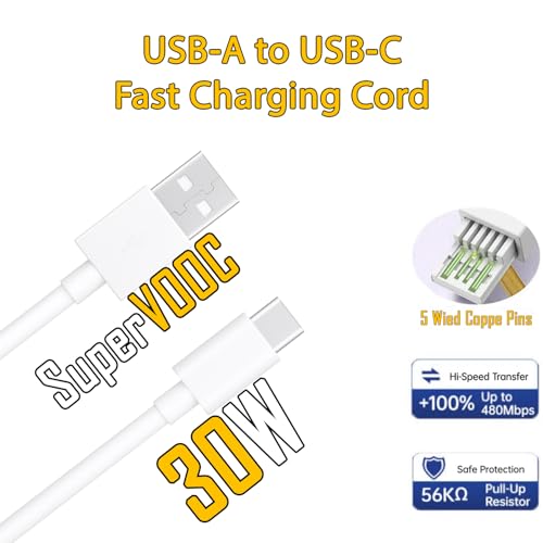 Image of Original 30W Adapter & USB-C Cable Compatible with RealMe P1, P3, P3 Pro (Adapter & Cable)