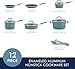Rachael Ray Cucina Nonstick Cookware Pots and Pans Set, 12 Piece, Agave Blue
