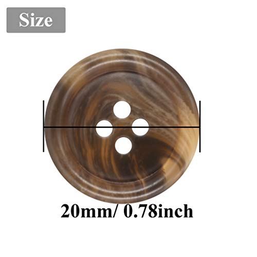 MiDube 30 PCS Resin Sewing Buttons with 6 Matte Pattern Size 4 Holes Round Craft Buttons for Sewing DIY Crafts Manual Button Painting Handmade Repair Cloth Mixed Color (21mm)
