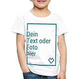 Spreadshirt Personalisierbares T-Shirt Selbst Gestalten mit Foto und Text Wunschmotiv Kinder Premium T-Shirt, 134-140, Weiß