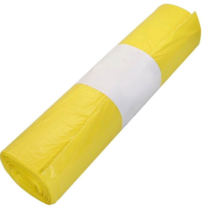 (Lot de 200 pièces) Sacs poubelles 120 litres, sacs poubelles jaunes 70 x 110 cm, sacs poubelles