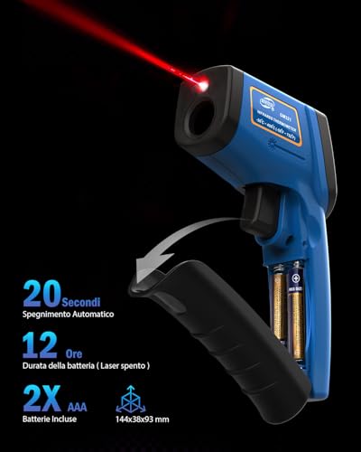 Image of Infrared Thermometer Laser Temperature Gun, Digital Surface Heat Temp Gun Non-Contact for Cooking Food, Pizza Oven, Griddle Meat, Refrigerator, HVAC, Grill, Engine -58℉~986℉