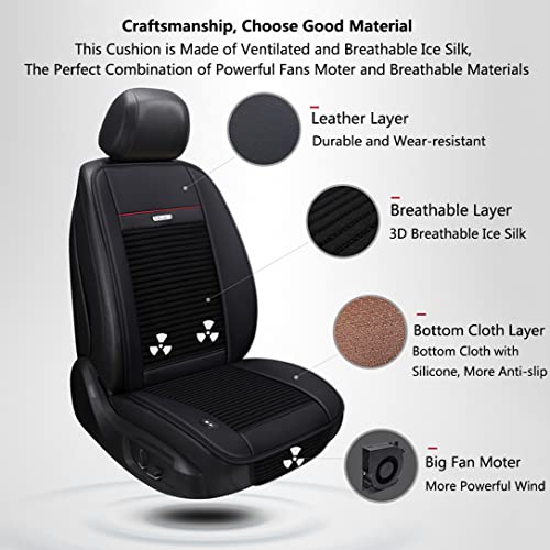 image for Aoun Breathable Cooling Car Seat Cushion, 3 Wind Speed Adjustable, 12V