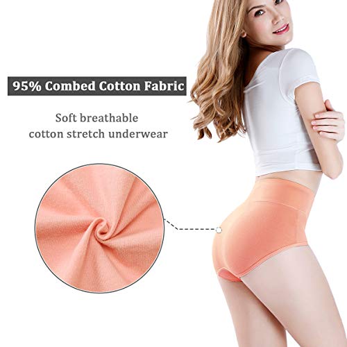 Image of wirarpa Women's Cotton Underwear High Waist Full Coverage Brief Panty Multipack