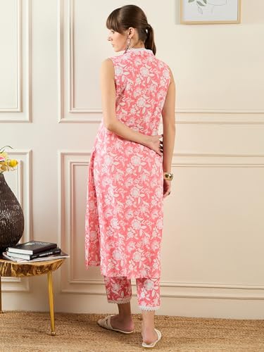 Image of INDO ERA Women's Cotton Ethnic Co-Ord Set | Kurta Pant Set | Stylish Cotton Suit Set for Women,5482