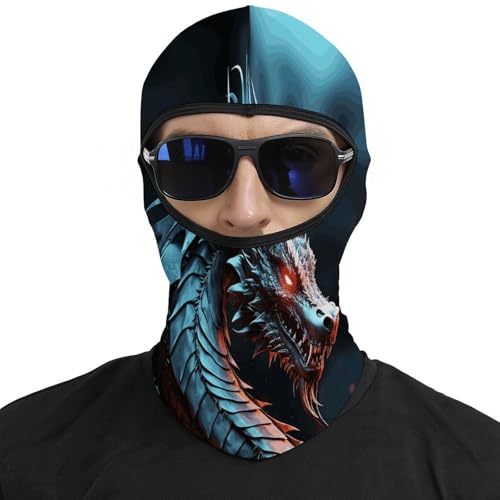 Pasamontaña térmico para hombre y mujer con estampado de dragón, máscara facial para esquí, motocicleta y clima frío miniatura 3