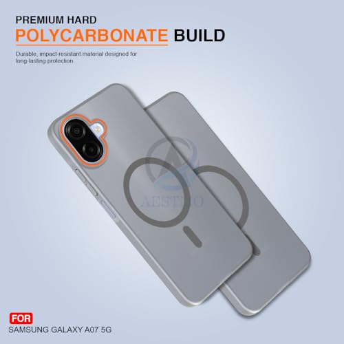Image of AESTMO Samsung Galaxy A07 / M07 / F07 / F70E Back Cover | Slim Hard Shell | Matte Frosted Hard Back Translucent Back Cover for (Compatible with MagSafe Accessories, Grey)