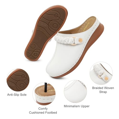 Image of Comfortable Clogs for Women Closed Toe Mules Slip On - Summer Casual Womens Clogs Mules Backless Arch Support Wedge Platform Sandals All-Day