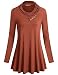 Pregnancy Shirts,Miusey Womens Long Sleeve Cowl Neck Vintage Casual Blouse Tunic Top Shirt Rust Large