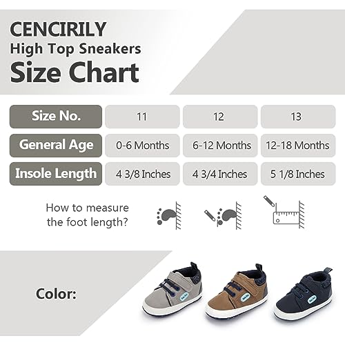 Image of CENCIRILY Baby Boys Girls High Top Sneakers Soft Soles Anti Skid Infant Ankle Shoes Toddler Prewalker First Walking Crib Shoes