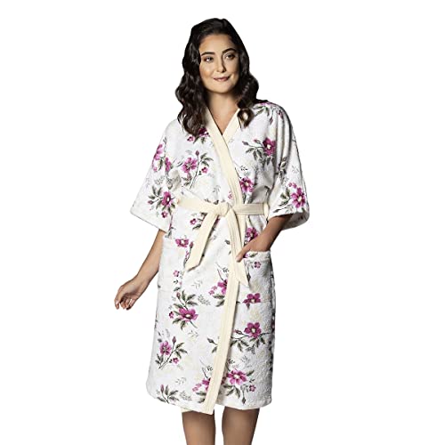 Roupão Felpudo Adulto Quimono Estampado Treliça M Com 1 peça