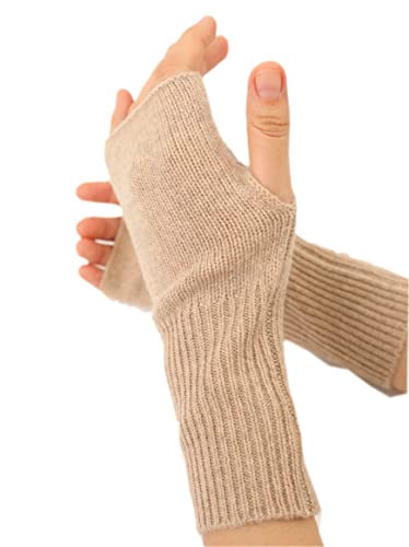 prettystern Gants Sans Doigts En Cachemire épais Tricotés Unisexes Cashmere Pour Poignets Pour Femmes Cover