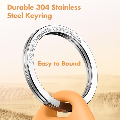 Image of UNBREAKcable Holder for Apple AirTag with 304 Stainless Steel Keychain Key Ring - 4 Pack [Fit Tightly Design] [Easy to Install] [Hold Air Tag Securely] Waterproof TPU Shell Protective Case, 4 Color