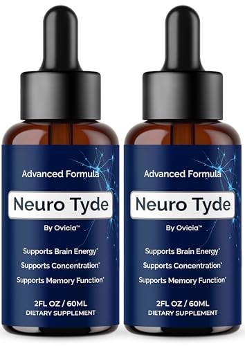 (2 Pack) NeuroTyde Drops - Neuro Tyde Support Premium Liquid Advanced Formula Daily Neurotyde All Natural Ingredients Support Focus Memory for Overall Health & Wellness 2 Bottles for 2 Months
