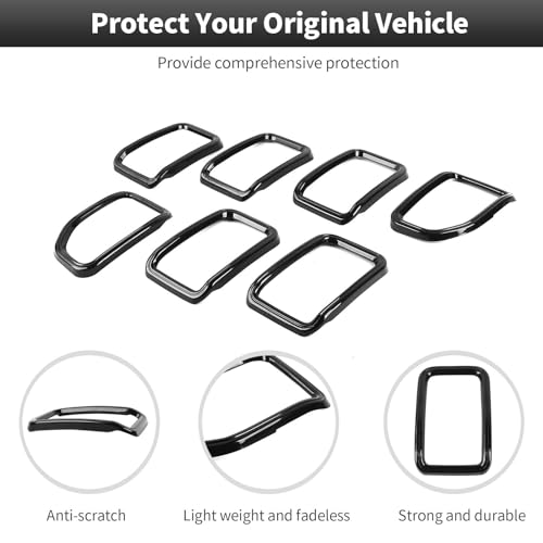 Image of CheroCar for Jeep Grand Cherokee 2021-2026 Front Grill Inserts Cover Gloss Black Grille Trim 7-Slot Grille Exterior Accessories