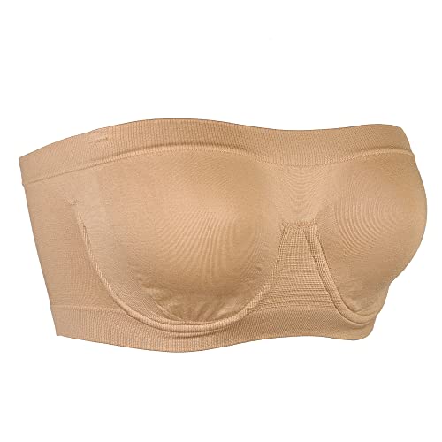 Image of HACI Everyday Bra Seamless Multiway Supportive Tube Top(Nude,Large)