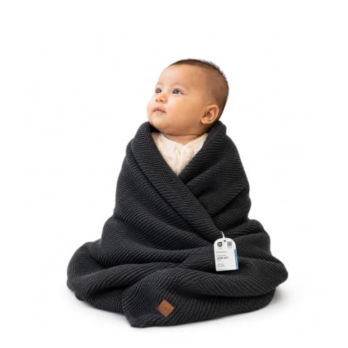 Image of Soft Knit Baby Blanket 30x40 in, Graphite - Oeko-Tex Certified, Breathable Swaddle & Receiving Blanket for Newborns, Crib & Stroller, Machine Washable
