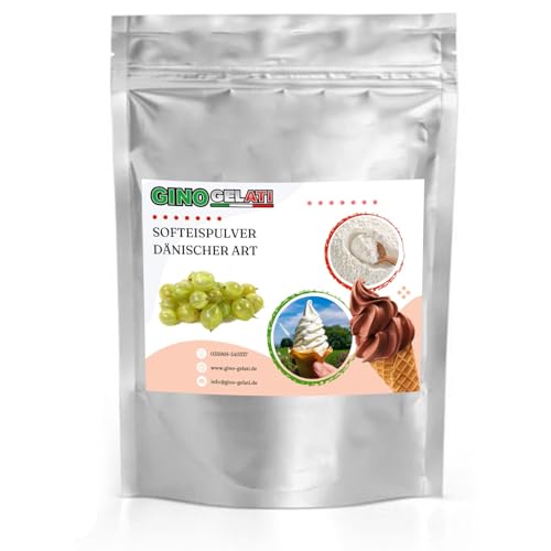 Gino Gelati Dänisches Softeis Pulver, fruchtiger Geschmack, verschiedene Geschmacksvarianten, schnell und einfach Zubereitet, Made in Germany, Eis selber machen (10 Kg, Stachelbeere)