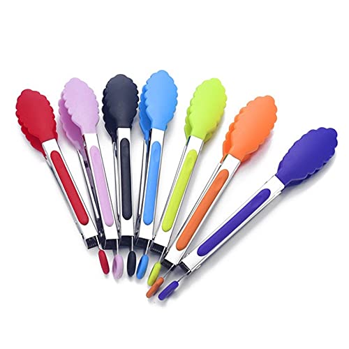 Pinzas de cocina, Pinzas de cocina silicona acero inoxidable Multicolor(Green)