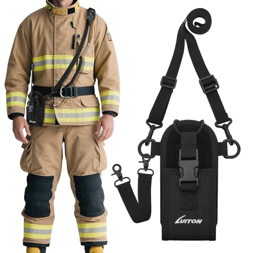 Radio Holster for Firefighter EMS EMT Bundle Set Includes Anti-Sway Strap for Radio Strap Moveable Mic Holder Radio Holder Shoulder Strap Fits for Two-Way Ham Walkie Talkie Radio Scanner