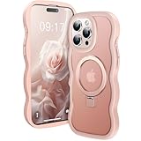 Picture of [Cute Wave Frame+Mag Stand] Designed for iPhone 16 Pro Max Case, [Fit for MagSafe] Translucent Silicone Protective Magnetic Ring Phone Case Cover for iPhone 16 Promax 6.9 inch Men Women, Pink