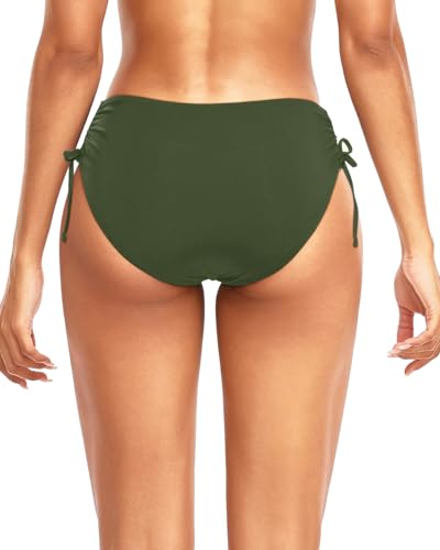 Image of Daci Women Mid Waist Bikini Bottoms - Full Coverage Swim Bathing Suit Bottom Side Tied Swimsuit Bottoms