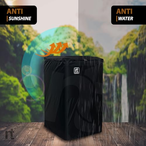 Image of NABAAT Washing Machine Cover for 6kg / 6.5kg / 7kg / 7.5kg Top Load Fully Automatic Waterproof & Dust proof Cover with Adjustable Buckles, Black (WMC-1)
