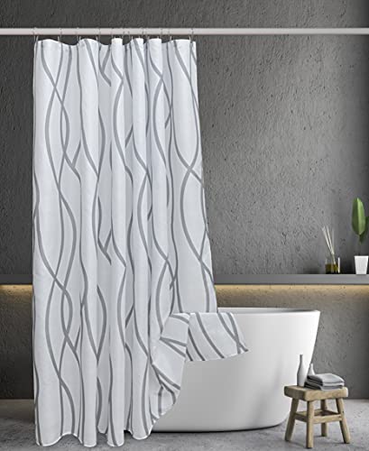 Biscaynebay Textured Fabric Shower Curtain 72 Inches By 72 Inches, Silver Grey Dancing Printed Bathroom Curtains Machine Washable #TOP17