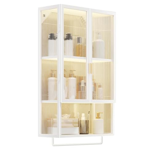 Armario de pared de metal con puertas de tablero de policarbonato para almacenamiento de baño y despensa