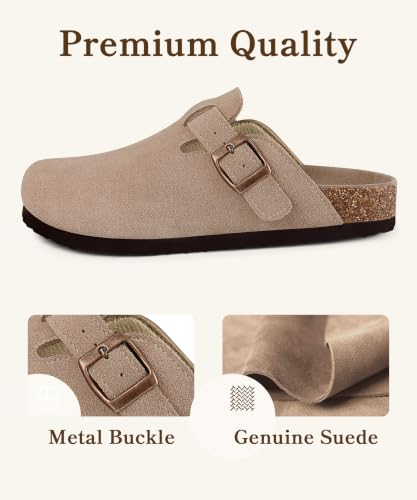 Image of ODOLY Genuine Suede Clogs for Women Men Comfort Cork Footbed Potato Shoes