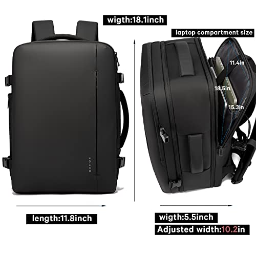 Image of BANGE 35L Men's Expandable Laptop Backpack for 17.3Inch Laptop, Carry On Backpack Fits Under Seat Airline Approved, Personal Item Travel Bag for Men