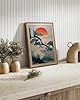 ARPEOTCY Framed Wall Art, Vintage Japanese Crane and Sunset Painting Print, Retro Canvas Wall Art Decor for Living Room, Bedroom, Office, Japanese Traditional Nature Home Decor Aesthetic(30x40 CM) #4