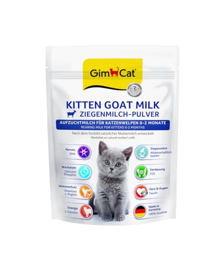 GimCat Kitten Goat Milk - Lait de chèvre en Poudre comme Aliment Complet pour Les bébés Chats jusqu'à 2 Mois - 1 Sachet (1 x 200 g)