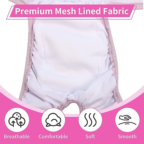 Image of Washable Female Dog Diapers for Large Dogs,Pack of 4 Reusable Doggie Diapers Super Absorbent Dogs Pants in Period,Heat Cycle,Incontinence,Excitable Urination,XLarge