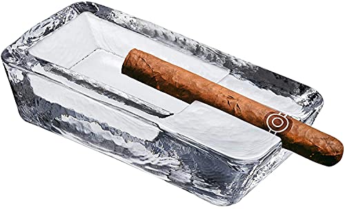 Pasabahce Large Heavy Glass Cigar Ashtray for Men, Outdoor Ash Tray for Patio, Cigar Lovers Gift Set for Smokers Mens