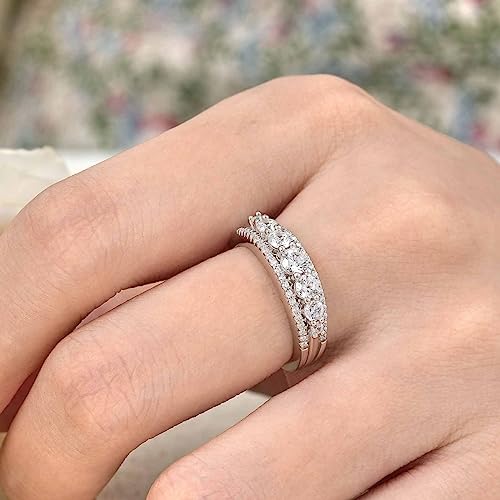 SHELOVES Sterling Silver Eternity Bands for Women Simulated Diamond Cubic Zirconia Wedding Rings4