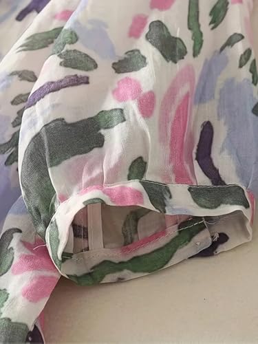Image of Gufrina Women's Casual Button-Down Shirt with Multicolor Floral Print & Half Sleeves, Collar Neck