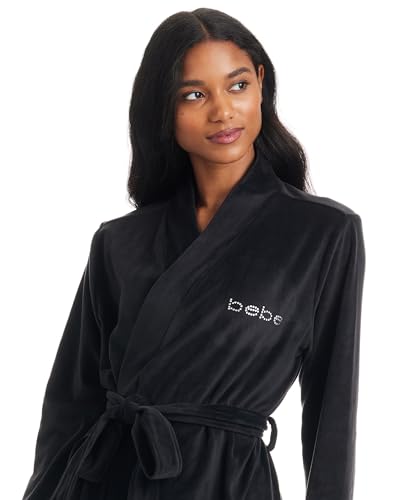 bebe Womens Robes Knee Length with Logo, Soft Velour Bathrobes for Women Gifts for Her3