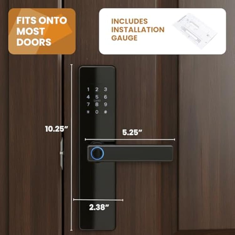 Stilaris Slim Smart Lock with Handle 4-in-1 Biometric Fingerprint Door Lock, Thin Profile Mortise-Style Keyless Entry for Home, Office & Patio Doors, Waterproof Electronic Keypad & IC Card Access