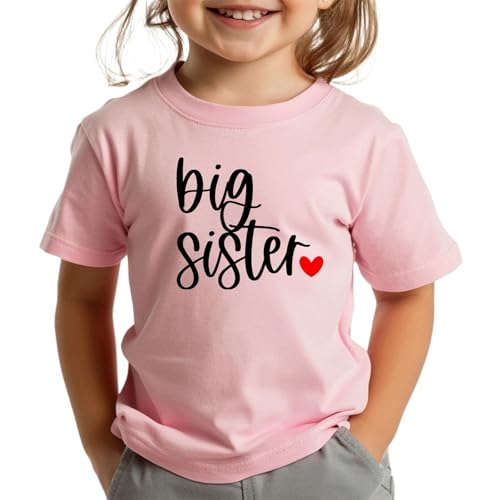 Image of Big Sister Shirt for Girls Toddler Kids Pregnancy Announcement Promoted to Big Sis T-Shirt Summer Short Sleeve Top