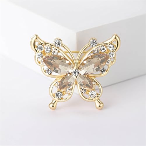 Image of coadipress Butterfly Brooch Pins Chic Romantic Elegant Rhinestone Crystal Insect Brooch Pin Women Corsage Scarf Shawl Clothing Accessories Wedding Party Banquet