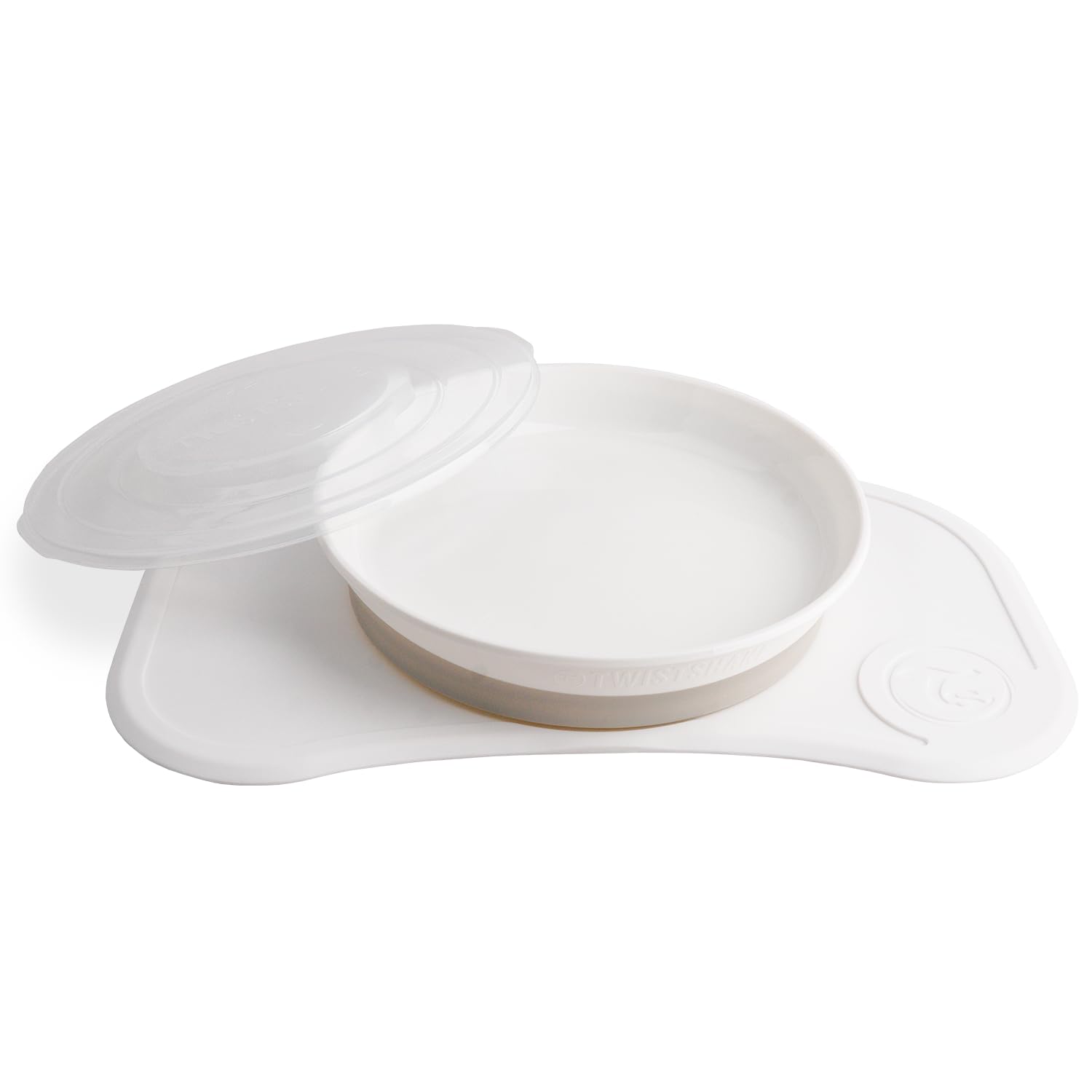 Click Mat Mini + Plate | Non-Slip Tableware Set | Baby Plate + Baby Placemat (31x17) | BPA-Free | Food Training for Kids 6m+ | White